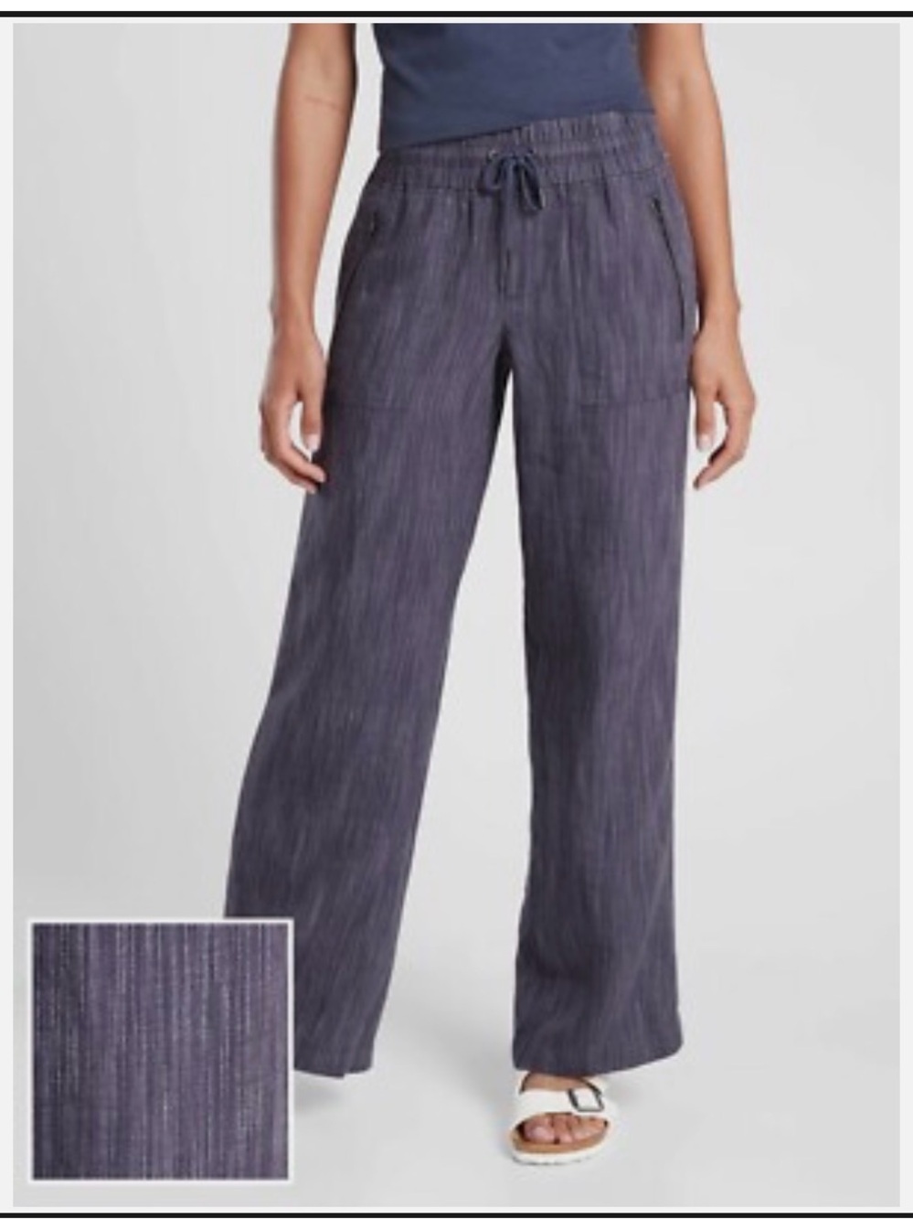 Athleta Cabo Linen Textured Wide Leg Pants Rain Dance Sz XXS B137
